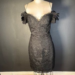 Gorgeous Vintage Black Lace Cocktail dress size 6 Moda Intl Perfect Condition